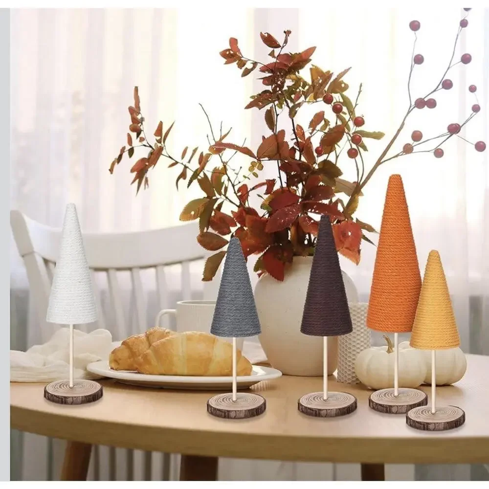 Weysat 5 Pcs Fall Yarn Trees Artificial Tree Table Decor